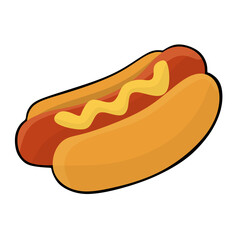 Delicious Hotdog with Mustard Condiment on a Bun