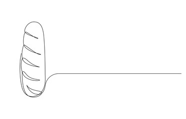 Single Line Drawing of a Loaf of Bread, Line Art Illustration of a Bread Loaf and Slices,
