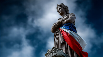 Obraz premium Marianne Statue with Tricolor