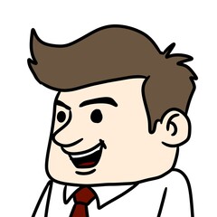 cartoon happy man, illustration of person wearing tie