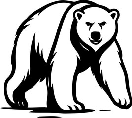 polar bear line art vector illustration, isolated on white