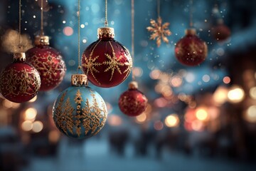 Fototapeta premium Beautiful luxury christmas balls banner