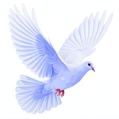Obraz premium Illustration of a white dove in flight with wings spread against a plain white background image art