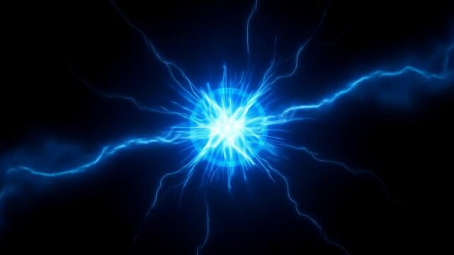 Spectacular Visuals of Blue Electric Lightning Effects on a Dark Background Animation