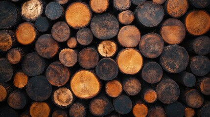 Stacked Wood Logs Background Texture