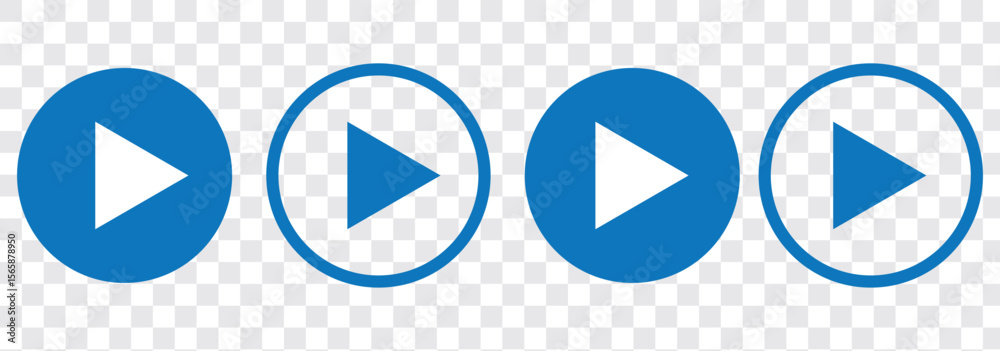 Poster set of play buttons icons. play button. video audio player. vector illustration. play buttons. vecto