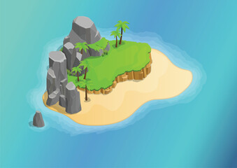 Isometric beautiful natural tropical island for map