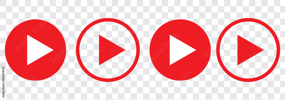 Poster set of play buttons icons. play button. video audio player. vector illustration. play buttons. vecto