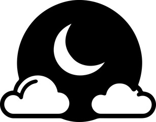 Night Sky Icon with Moon Cloud and Stars