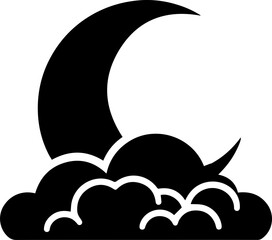 Night Sky Icon with Moon Cloud and Stars