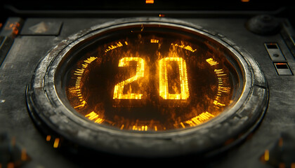 Glowing Twenty Displayed on a Futuristic Metallic Interface with