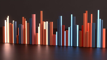Obraz premium Abstract Geometric Columns with Neon Lighting