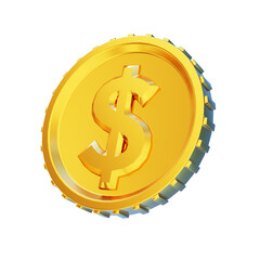 &Iacute;cone de moeda dourada com cifr&atilde;o em perspectiva