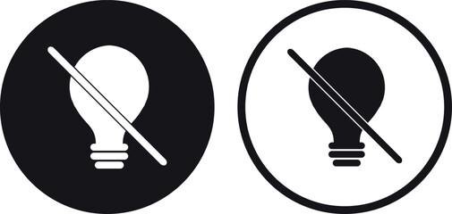 Light off icon set in two styles . No light icon . No idea icon . Vector illustration