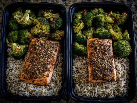healthy salmon meal prep containers for week
