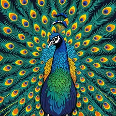 A painting of beautiful wildlife on a background of colorful plumage and dramatic contrasts.