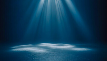 A huge, dark blue light emitted white and silver rays from its center, illuminating a dry, flat surface with a bright, heavenly glow.