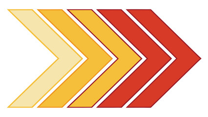 isual Representation of Progress and Forward Movement Through Sequential Chevrons in Gradient Colors