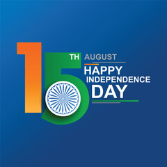 Happy Independence Day of India background with flag of India. Vector illustration.