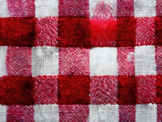 Red and white checkered fabric texture