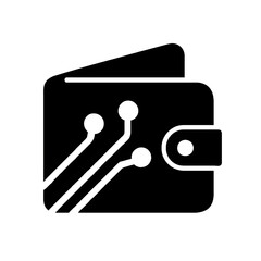 Black Wallet Sign Digital Icon, Symbol, Pictogram for Cryptocurrency, Finance, and Fintech Applications