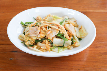 stir fried vegetable in oyster sauce or vegetable salad or sukiyaki