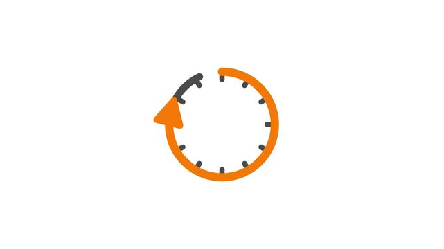 16 hours animation. Clock 16  hours icon.