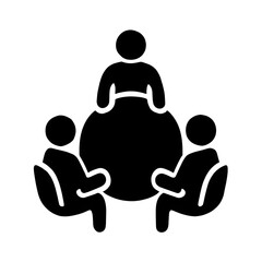 Black Sign, Icon, Symbol, Pictogram Meeting, Teamwork, Collaboration, Discussion, Group