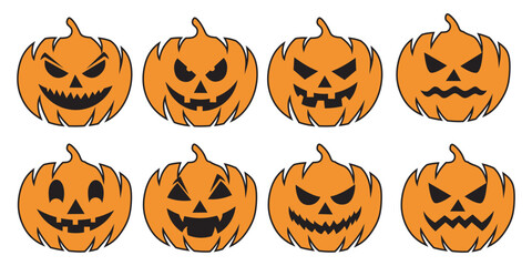Set of Halloween pumpkins. Pumpkins Halloween icon illustration