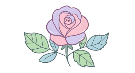 Pastel Rose with Leaves A Delicate Floral Illustration