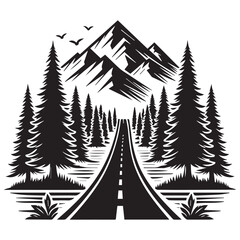 Fototapeta premium logo road in the middle of the forest