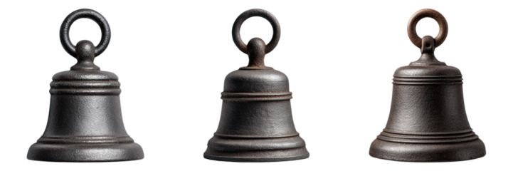 Metal cowbell livestock accessory with rustic vintage and round handle for traditional use