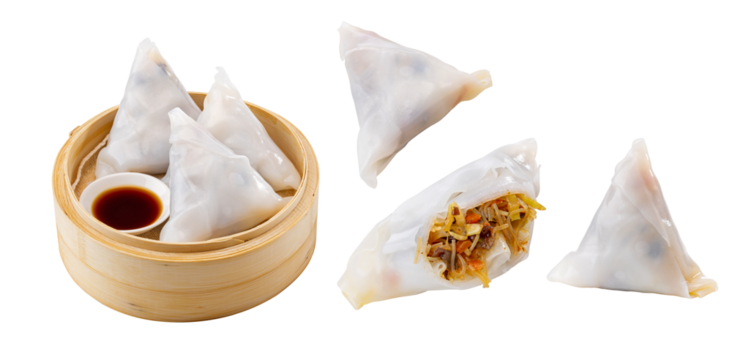 Chinese traditional dim sum, rice vermicelli dumplings.