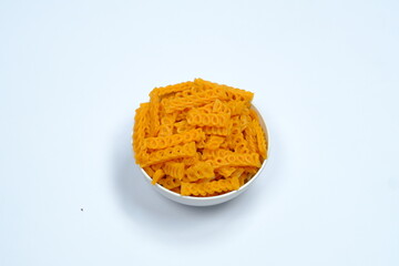 isolated white background original Indonesian raw crackers, uncooked crackers, usually used as an ingredient for making seblak