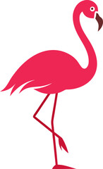 Obraz premium Silhouetted flamingo standing on one leg, with white background.