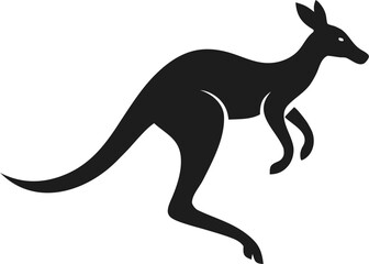 Silhouette of a kangaroo mid-jump, vector with white background.