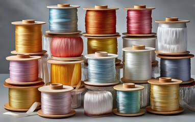 Spools of colorful silk thread