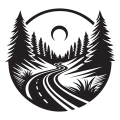 logo road in the middle of the forest