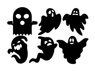 Cute Solid Ghost Silhouettes for Halloween Design