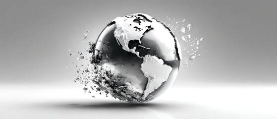 Shattered metallic globe