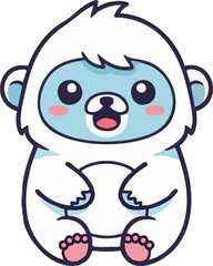 cute kawaii-style yeti character in flat style