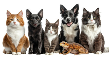 Diverse pet family portrait
