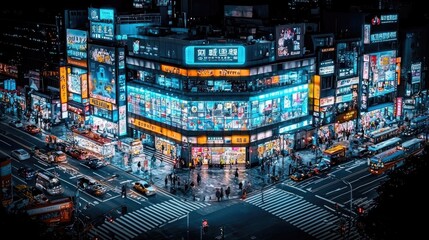 Nighttime cityscape tokyo urban photography city environment aerial view modern architecture
