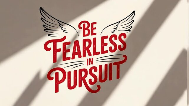 Motivational quote animation of repeated 'Be Fearless in Pursuit' with shadow play