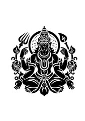 lord hanuman symbol icon. lord hanuman black silhouette 
