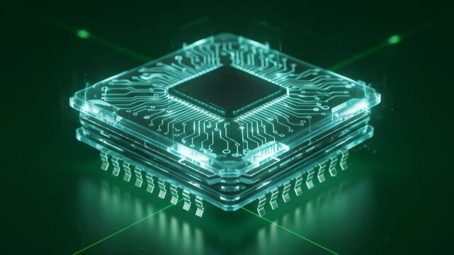 Glowing computer chip illustration