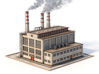 factory and smoke. Isometric view