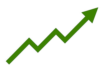 Green arrow graph line chart moving up concept of stock market business growth transparent png file