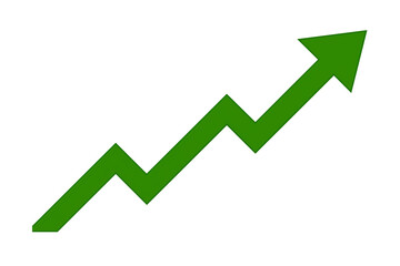 Green arrow graph line chart moving up concept of stock market business growth transparent png file