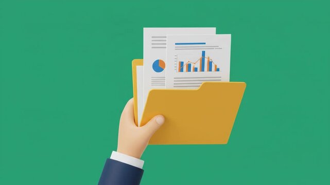 Hand holding folder with business documents